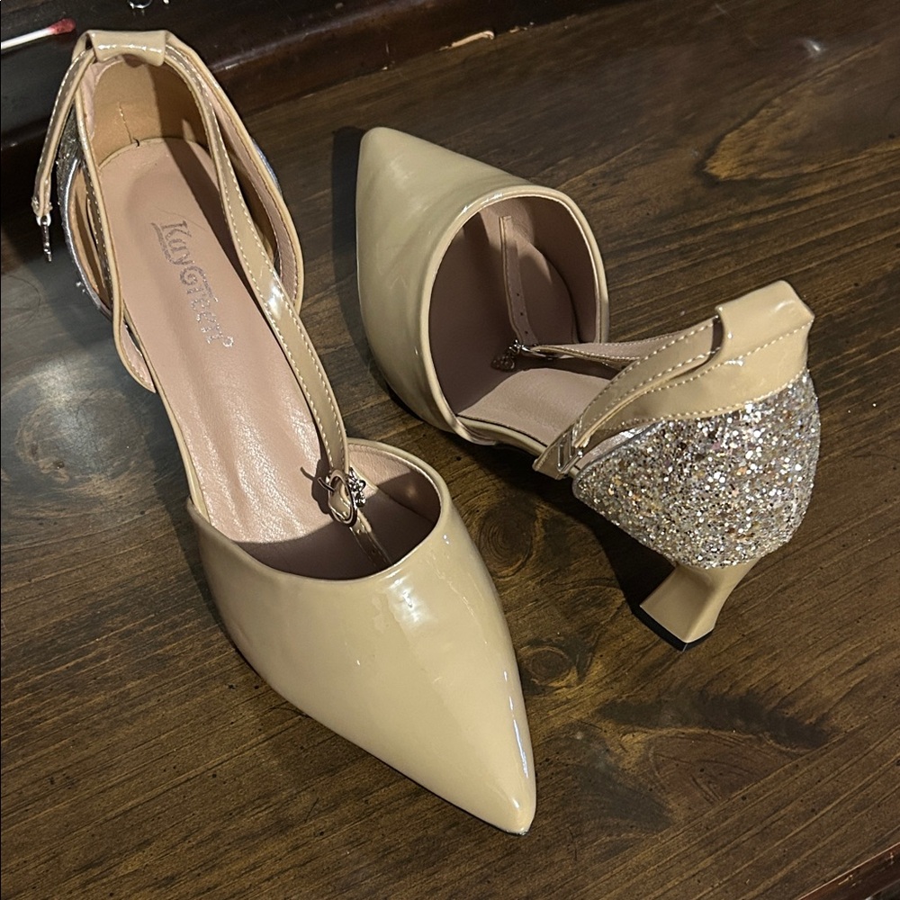 Lux Shimmering Tan Heels
